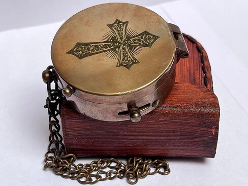 Antique Brass & Copper Sundial Compass, Sundial in Box Gift Sun Clock Ship Replica with Multiple Thoughts for Gifting Purpose by WORLD KING MART in Saudi Arabia