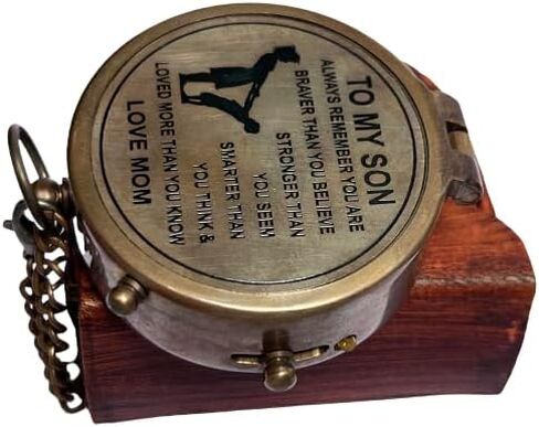 Antique Brass & Copper Sundial Compass, Sundial in Box Gift Sun Clock Ship Replica with Multiple Thoughts for Gifting Purpose by WORLD KING MART in Saudi Arabia