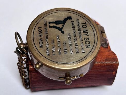 Antique Brass & Copper Sundial Compass, Sundial in Box Gift Sun Clock Ship Replica with Multiple Thoughts for Gifting Purpose by WORLD KING MART in Saudi Arabia