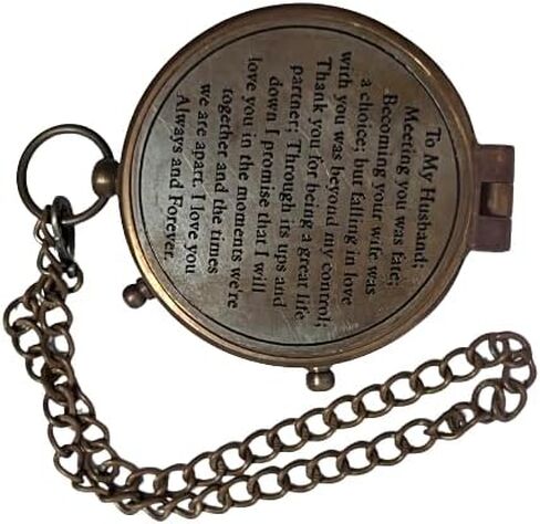 Antique Brass & Copper Sundial Compass, Sundial in Box Gift Sun Clock Ship Replica with Multiple Thoughts for Gifting Purpose by WORLD KING MART in Saudi Arabia