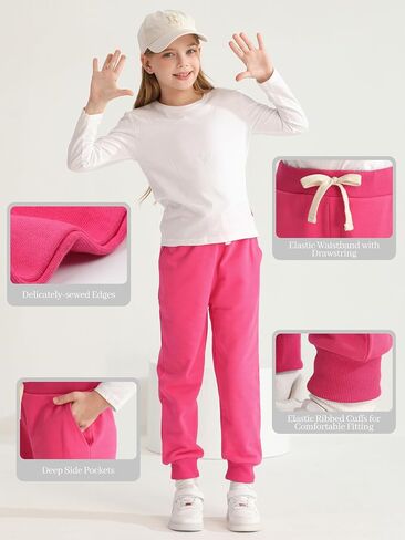 HXP 3 Pack Girls Sweatpants Girls Joggers Soft Cotton Girls Athletic Sweatpants for Girls Kids with Pocket Drawstring in Saudi Arabia