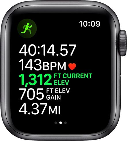 Apple Watch Nike Series 5 (نظام تحديد المواقع العالمي (GPS)، مقاس 44 ملم) هيكل من الألومنيوم باللون الرمادي الفلكي مع حزام Nike الرياضي بلون فحمي/أسود (تم تجديده) in Kuwait