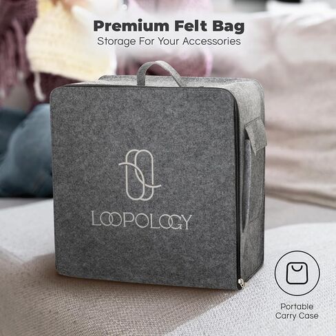 LOOPOLOGY - لوحة حظر كروشيه مكونة من 9 قطع مع شبكات، مجموعة كاملة - حقيبة حمل، دبابيس على شكل حرف T، شريط قياس، لمربع الجدة وسجادات الحظر لمشاريع الكروشيه in Saudi Arabia