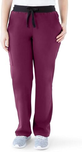 ave. Women's Varick Six Pocket Midrise Straight Leg Scrub Pant in Wine, L Tall in Saudi Arabia
