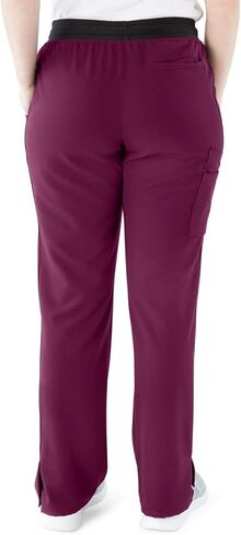 ave. Women's Varick Six Pocket Midrise Straight Leg Scrub Pant in Wine, L Tall in Saudi Arabia