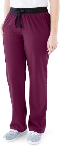 ave. Women's Varick Six Pocket Midrise Straight Leg Scrub Pant in Wine, L Tall in Saudi Arabia