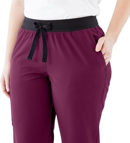 ave. Women's Varick Six Pocket Midrise Straight Leg Scrub Pant in Wine, L Tall in Saudi Arabia