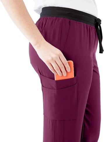ave. Women's Varick Six Pocket Midrise Straight Leg Scrub Pant in Wine, L Tall in Saudi Arabia