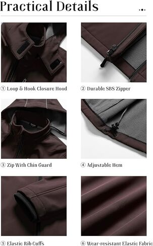 سترة Pursky الرجالية الناعمة المقاومة للماء مبطنة بالصوف مع غطاء رأس قابل للإزالة وسترة تكتيكية خفيفة الوزن in Kuwait