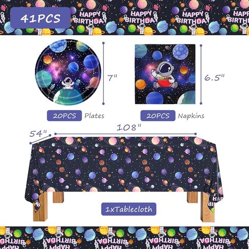 مجموعة أدوات مائدة لحفلات أعياد الميلاد مكونة من 41 قطعة، تحتوي على مفرش طاولة واحد و20 طبقًا و20 منديلًا لتزيين طاولات حفلات أعياد الميلاد للأولاد والبنات والأطفال in Kuwait