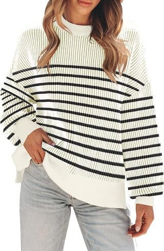 Womens Sweaters Fall 2024 Clothes Oversized Long Sleeve Colorblock Striped Knit Pullover Tops Casual Winter Trendy Outfits in Saudi Arabia