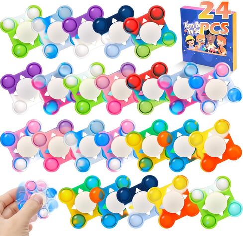24 PCS Pop Fidget Spinners - Colorful Party Favors for Kids - Sensory Toys for Stress Relief and Anxiety - Classroom Prizes,Goodie Bag Stuffers,Birthday Gifts in Saudi Arabia
