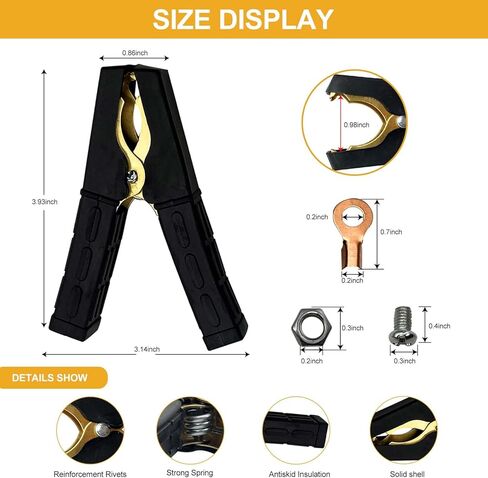 4 قطع من مشابك بطارية كابل القفز، مشابك تمساح شديدة التحمل، 500 أمبير، مشابك شاحن بطارية السيارة، مشبك شحن البطارية المحمول، مشابك لحام للسيارة والقارب (أحمر وأسود) in Kuwait