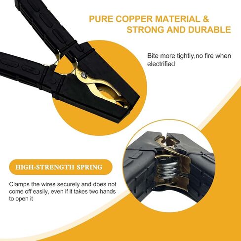 4 قطع من مشابك بطارية كابل القفز، مشابك تمساح شديدة التحمل، 500 أمبير، مشابك شاحن بطارية السيارة، مشبك شحن البطارية المحمول، مشابك لحام للسيارة والقارب (أحمر وأسود) in Kuwait