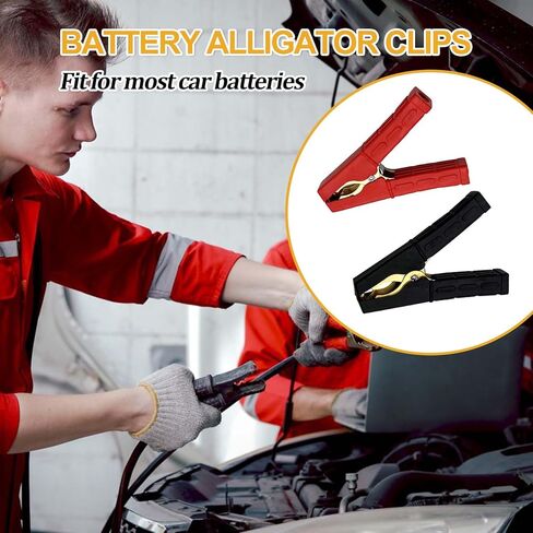 4 قطع من مشابك بطارية كابل القفز، مشابك تمساح شديدة التحمل، 500 أمبير، مشابك شاحن بطارية السيارة، مشبك شحن البطارية المحمول، مشابك لحام للسيارة والقارب (أحمر وأسود) in Kuwait