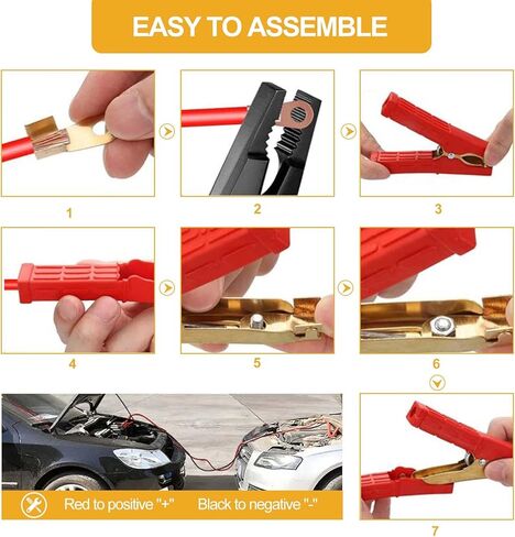 4 قطع من مشابك بطارية كابل القفز، مشابك تمساح شديدة التحمل، 500 أمبير، مشابك شاحن بطارية السيارة، مشبك شحن البطارية المحمول، مشابك لحام للسيارة والقارب (أحمر وأسود) in Kuwait