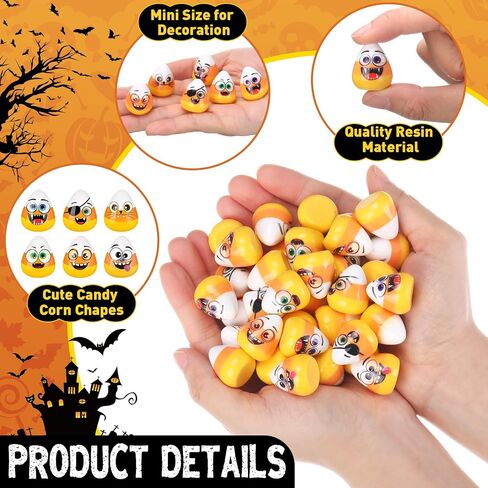 50 Pcs Halloween Fake Candy Corn Halloween Table Decorations Resin Candy Corn Vase Fillers Artificial Halloween Ornaments for DIY Craft Making Gifts Supplies, 6 Styles in Saudi Arabia