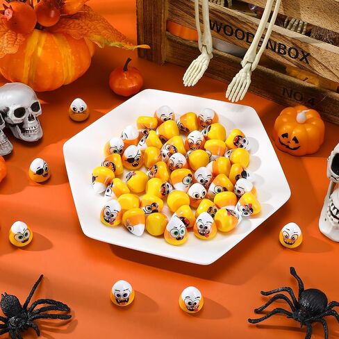 50 Pcs Halloween Fake Candy Corn Halloween Table Decorations Resin Candy Corn Vase Fillers Artificial Halloween Ornaments for DIY Craft Making Gifts Supplies, 6 Styles in Saudi Arabia