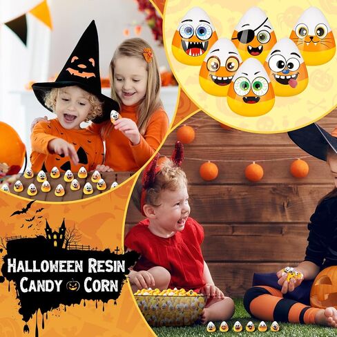 50 Pcs Halloween Fake Candy Corn Halloween Table Decorations Resin Candy Corn Vase Fillers Artificial Halloween Ornaments for DIY Craft Making Gifts Supplies, 6 Styles in Saudi Arabia