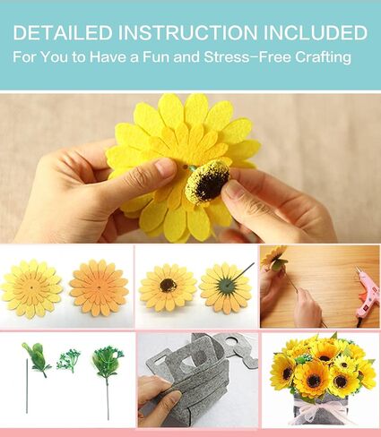 BAZIMA DIY Felt Flower Art Craft Kit,Felt Rose and Lavender Kit, Floral Gifts,Arrange Pre-Cut Felt Flowers and Foliage in Kuwait