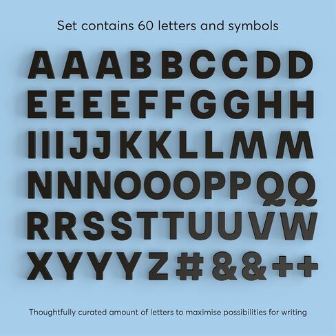 60pcs Alphabet Magnets - Strong Neodymium Magnetic Alphabet Letters for Fridge - Award Winning Typeface, Eco-Friendly, Matt Finish for Homes & Offices (nBlack) in Saudi Arabia