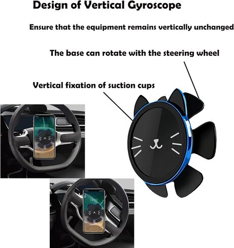 Creative Lucky Cat Steering Wheel Car Mount - Multifunctional Dashboard Phone Holder, Adhesive Suction Cup Phone Stand - Stylish Cat-Shaped Wheel Holder (Red) in Saudi Arabia