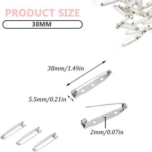 100 Pcs Brooch Pins，Bar Pins Backs Safety Clasp， Locking Pins Backs for DIY Crafts Name Tags Jewelry Making（32mm） in Kuwait