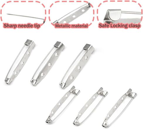 100 Pcs Brooch Pins，Bar Pins Backs Safety Clasp， Locking Pins Backs for DIY Crafts Name Tags Jewelry Making（32mm） in Kuwait