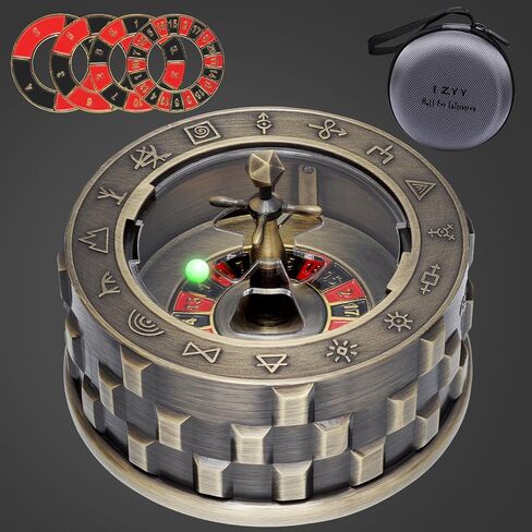 CZYY Roulette Dice - مجموعة نرد معدنية 7 في 1، نرد دوار فريد من نوعه، أداة تململ للمكتب - نرد لعب دور DND رائع، هدايا وإكسسوارات لـ D&D، RPG على الطاولة، لعبة اللوحة (برونزية) in Kuwait