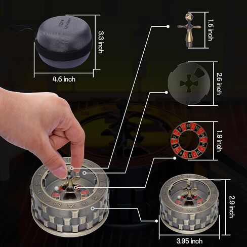CZYY Roulette Dice - مجموعة نرد معدنية 7 في 1، نرد دوار فريد من نوعه، أداة تململ للمكتب - نرد لعب دور DND رائع، هدايا وإكسسوارات لـ D&D، RPG على الطاولة، لعبة اللوحة (برونزية) in Kuwait