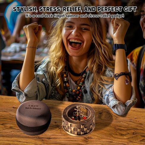 CZYY Roulette Dice - مجموعة نرد معدنية 7 في 1، نرد دوار فريد من نوعه، أداة تململ للمكتب - نرد لعب دور DND رائع، هدايا وإكسسوارات لـ D&D، RPG على الطاولة، لعبة اللوحة (برونزية) in Kuwait
