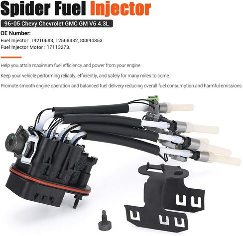 حاقن الوقود العنكبوت PTNHZ FJ503 مع دعامة الاحتفاظ SCPI إلى MPFI FJ10565 217-3028 833-22102-6 12568332 متوافق مع 96-05 تشيفي شيفروليه جي إم سي GM V6 4.3L غاز in Kuwait