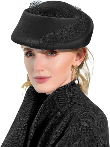 Small Top Hats for Women Elegant Winter Vintage Beret Wool Felt Fedoras Ladies Luxury Wedding and Church Cap Female in Kuwait