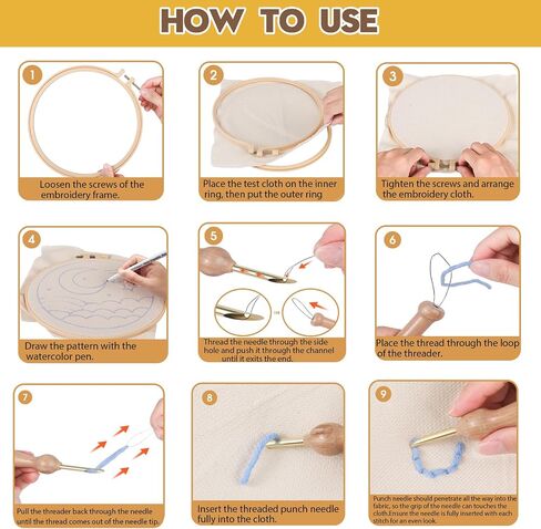 Cheloment Punch Needle Tool with Embroidery Hoop,Punch Needle Cloth Embroidery Punch Needle Set,Adjustable Punch Needle Kit for Adults Beginner,Hand Sewing Lover in Kuwait