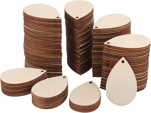 500 Pieces Wood Earring Blanks, 1.4 x 2.2 Inch Unfinished Teardrop Pendants for Crafts, Decoration, Jewelry Supplies and DIY Projects, by GNIEMCKIN in Saudi Arabia