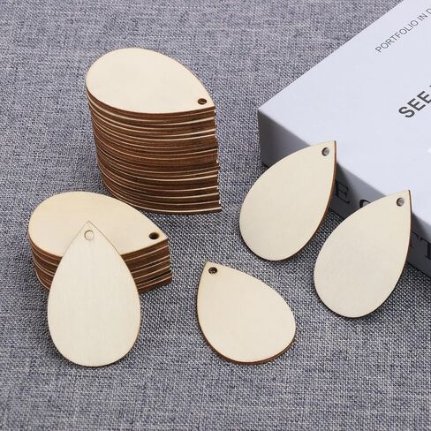 500 Pieces Wood Earring Blanks, 1.4 x 2.2 Inch Unfinished Teardrop Pendants for Crafts, Decoration, Jewelry Supplies and DIY Projects, by GNIEMCKIN in Saudi Arabia