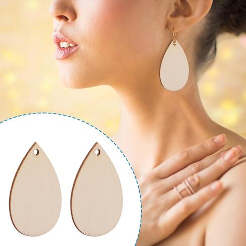 500 Pieces Wood Earring Blanks, 1.4 x 2.2 Inch Unfinished Teardrop Pendants for Crafts, Decoration, Jewelry Supplies and DIY Projects, by GNIEMCKIN in Saudi Arabia