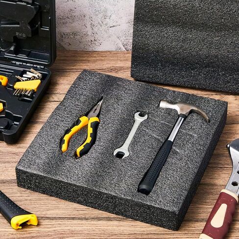 Hoolerry 2 قطعة من إسفنج البولي إيثيلين القابل للتخصيص، صفائح إسفنجية سميكة سوداء للتغليف والحرف اليدوية (12 × 10 × 2.125 بوصة) in Kuwait