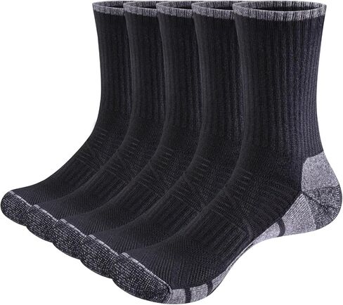 Women's Moisture Wicking Cotton Cushioned Crew Socks 5Pairs/Pack Outdoor Athletic Sports Hiking Socks For Size 6-11 in Saudi Arabia
