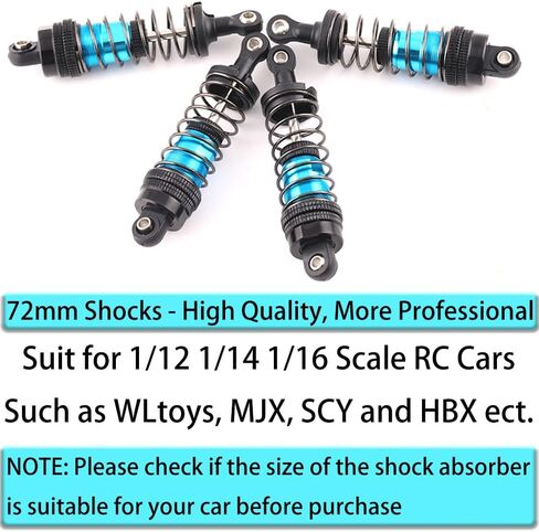 66mm Shocks Oil Shock Absorber RC Shock Absorber Damper Set for 1/12 1/14 1/16 Scale RC Cars WLtoys 144001, 124019, 124018, MJX, SCY and HBX - 4Pcs 66mm Shocks (Black Red) in Kuwait