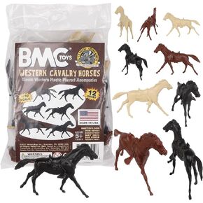 BMC Classic Western Cavalry Horses - 12pc Plastic Figure Playset Accessories
