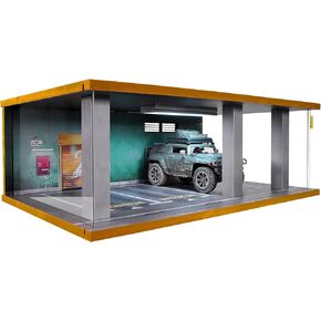 1/24 Scale Display Case Car Garage Moldel Acrylic Cover Wooden Diecast Car Show Case 3 Parking Spaces Grey