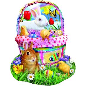 SUNSOUT INC - Bunny's Easter Basket - 1000 pc Special Shape Jigsaw Puzzle by Artist: Lori Schory - Finished Size 26.5" x 36.5" Easter - MPN# 97124