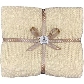 Merino Wool Baby Blanket 100% Merino New Wool Knitted Blanket Soft Cuddly Swaddling Blanket Ideal as a Pram, Baby Seat, Bed or Stroller Blanket, 41 by 37 inches (Merino 1)