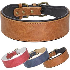 Beirui Heavy Duty 2 Inch Wide Leather Dog Collar for Medium Large and Extra Large Dogs - Thick Leather Dog Collar with Strong Durable Hardware for Rottweiler Pitbull Mastiff, Blue,2XL