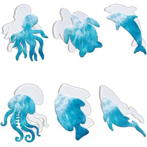 WOPODI 6 Pieces Coaster Silicone Mold, Resin Casting Marine Life Ocean Theme Molds Unique Coasters Ornaments DIY Crystal Glue Artcraft Project Gift Making for Jewelry Tray Home Decoration in Kuwait