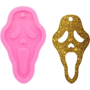 Super Shiny Skull Silicone Mold Halloween Decoration Necklace Pendant Jewellery Making Keychain Mould Epoxy Resin Silicone Mold DIY Art Crafts