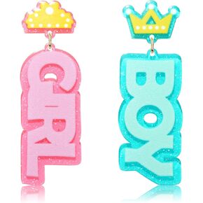 بين الجنسين تكشف الأقراط لطيف استحمام الطفل الأقراط الوردي الأزرق الاكريليك المتدلية الأقراط صبي فتاة علامة للجنس تكشف الهدايا للنساء ماما in Kuwait