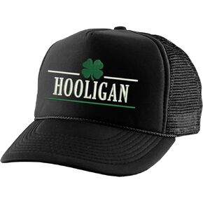 Irish Hooligan Hat Shamrock Embroidered St Patricks Trucker Cap