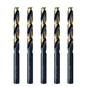 MAXTOOL Letter T 0.358" 5PCs Identical Jobber Length Drill Bits HSS M2 Twist Drill Bits Fully Ground Black & Bronze Straight Shank; JBL02H10RTE5